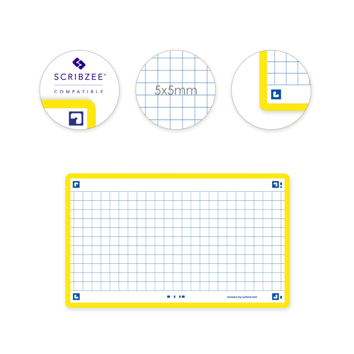 Flash Cards by Oxford, Squared with Yellow Frame, Pack of 80 Cards, 7.5x12.5cm Size 400133871