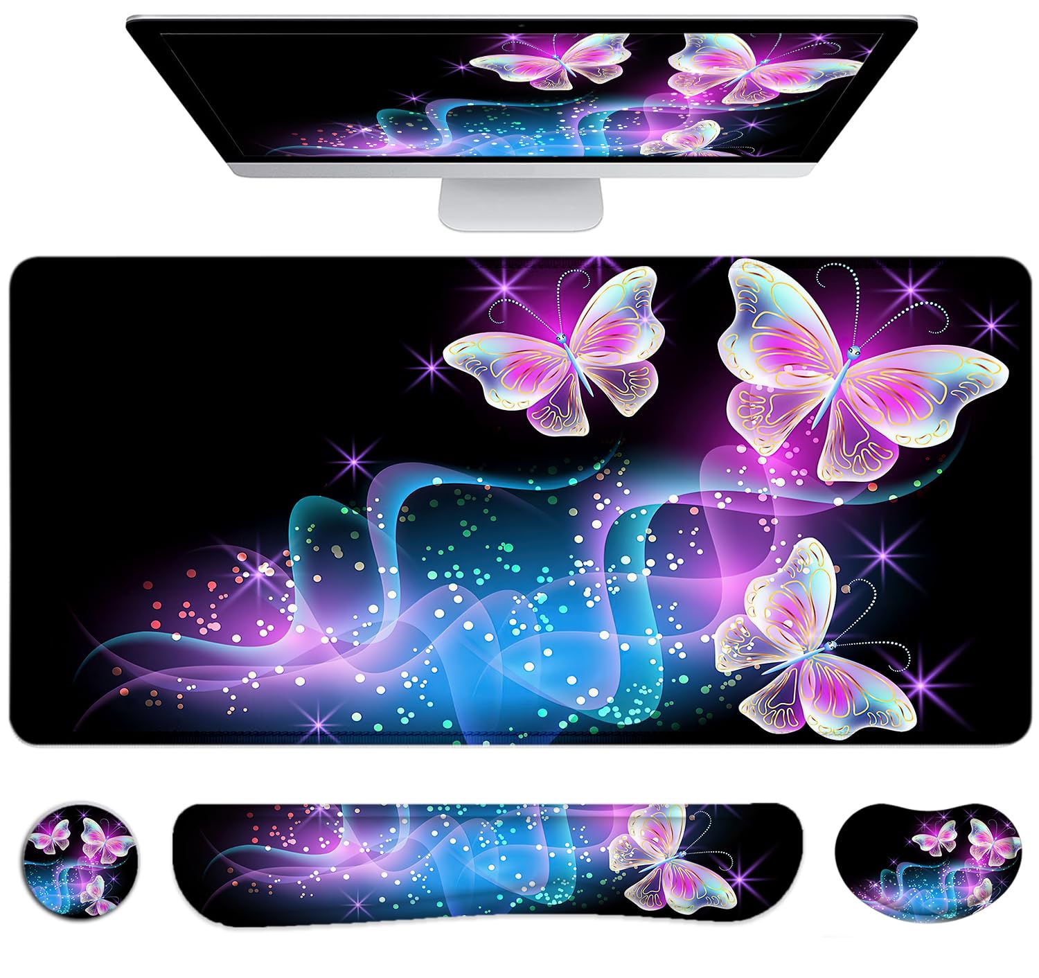 Large Mouse Pad with Wrist Rest, 4-in-1 Wrist Rest for Keyboard and Mouse
