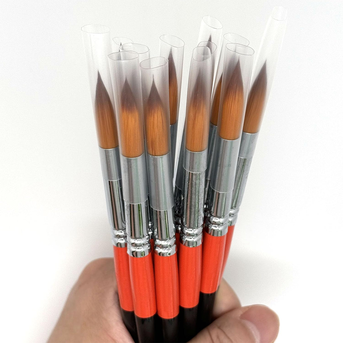 Size #10 Pointed Round Paint Brush Set of 12, Premium Taklon Synthetic Hair