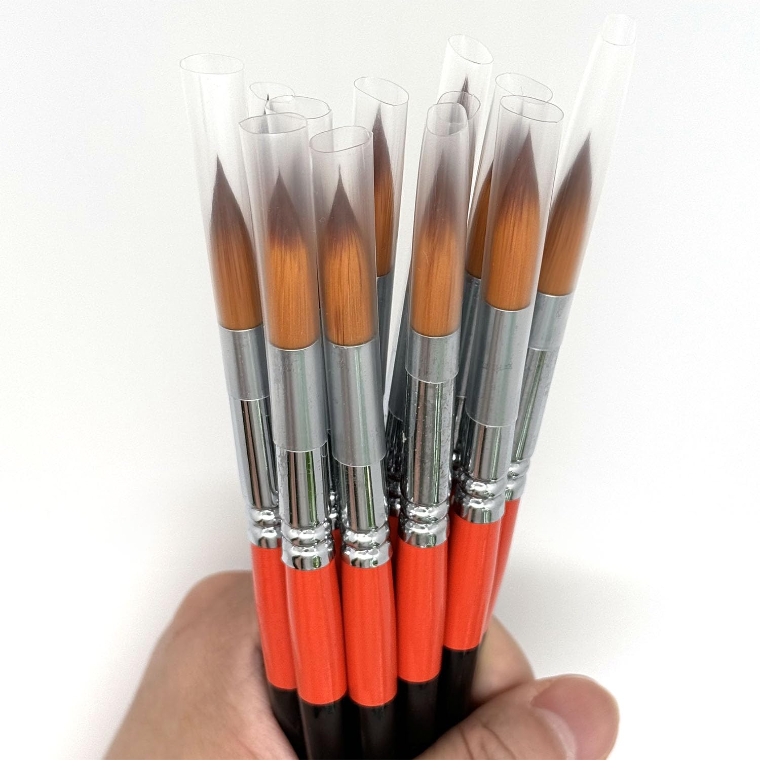 Size #10 Pointed Round Paint Brush Set of 12, Premium Taklon Synthetic Hair