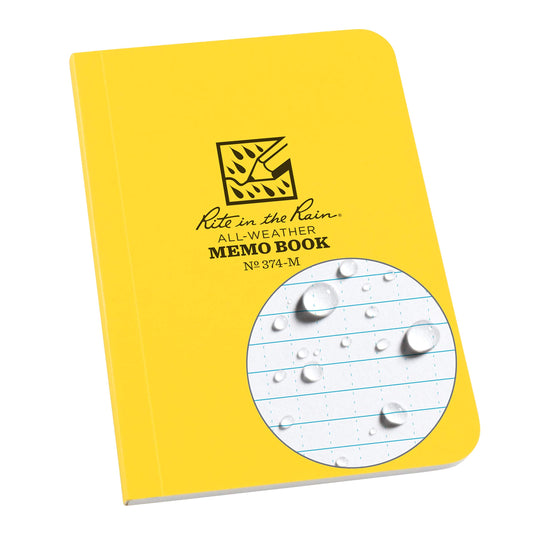 Rite In The Rain Weatherproof Soft Cover Notebook, 3.5" x 5", Yellow Cover, Universal Pattern (No.
