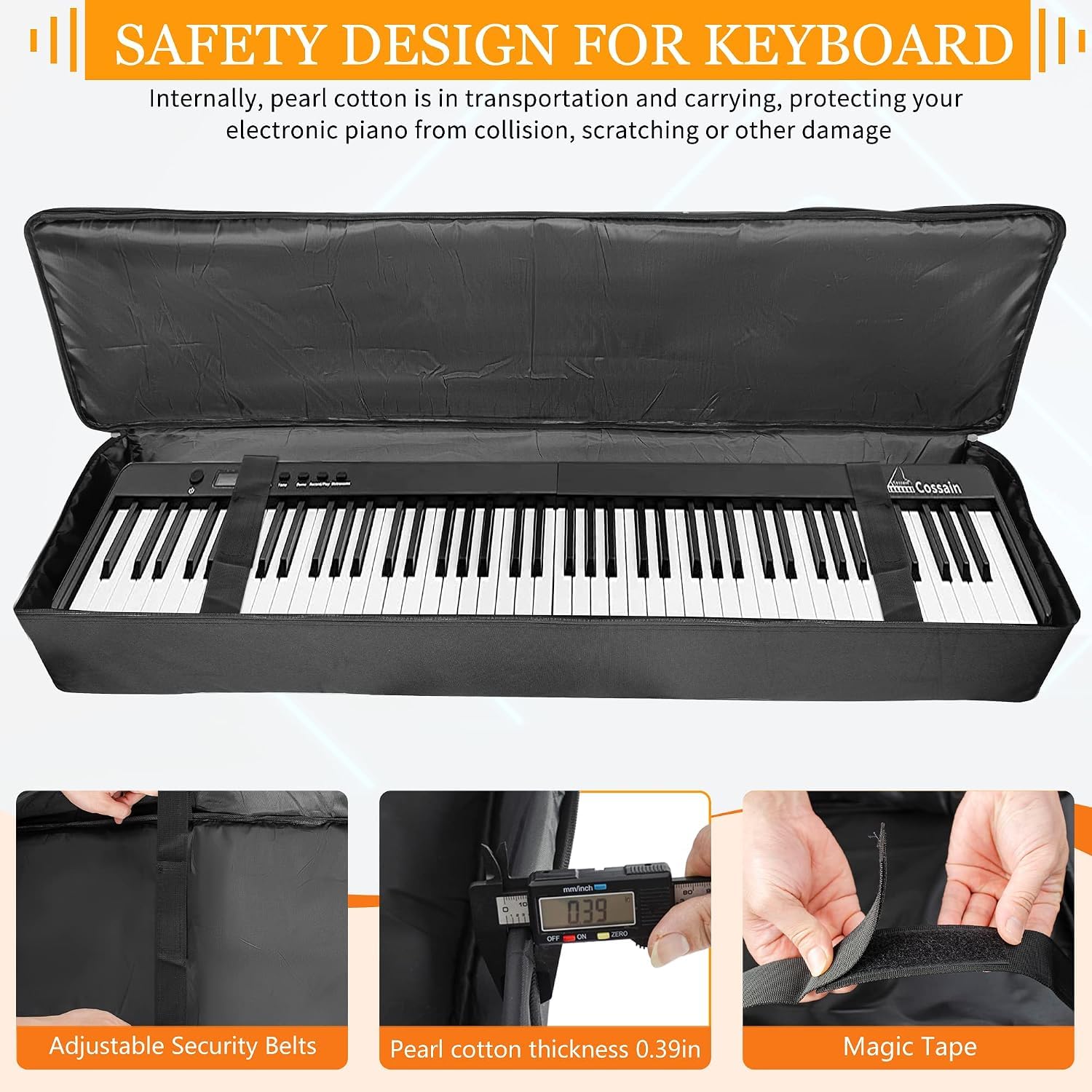AKOZLIN 88 Key Keyboard Case, Soft Padded Keyboard Gig Bag, Piano Bag