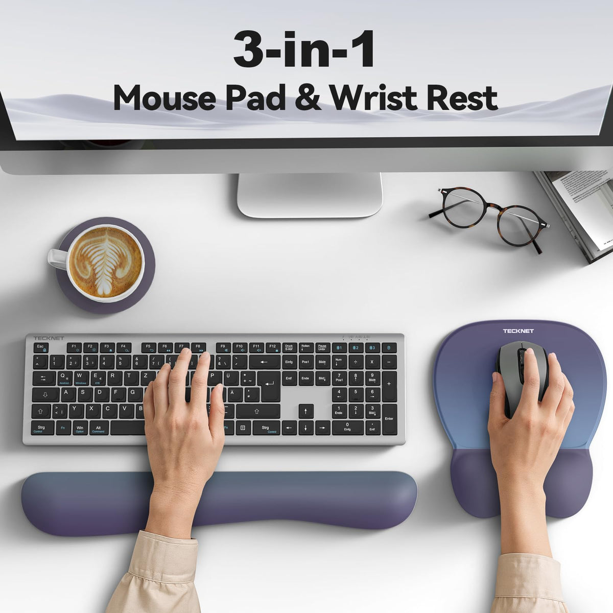 TECKNET Gel Ergonomic Mouse Pad & Keyboard Wrist Rest & Coaster