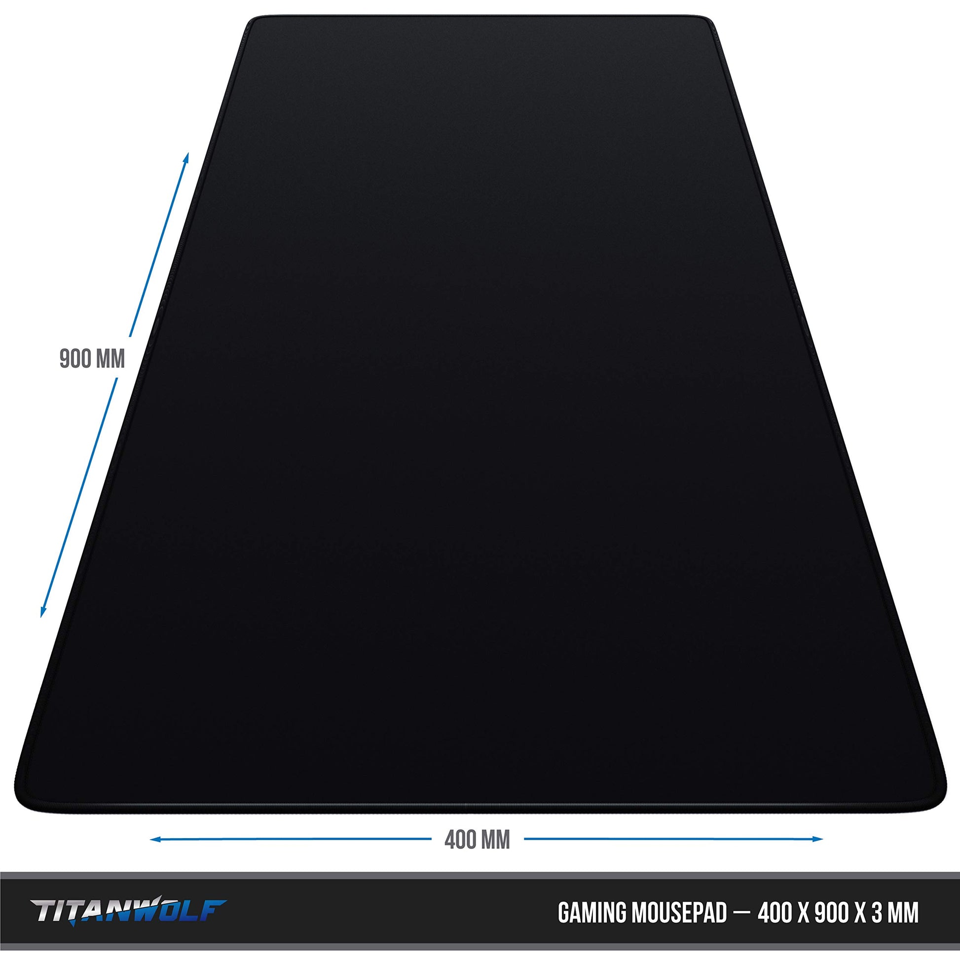 Titanwolf - XXL Mouse Mat Complete Black Speed Gaming 900 x 400 mm - XXL Mouse Mat - Table Mat