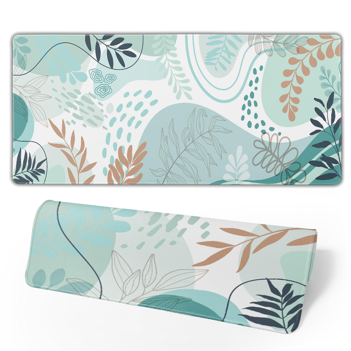 Abstract Art Large Mouse Pad 31.5x11.8in Modern Boho Leaves Mouse Pad Non-Slip Rubber Base Mousepad