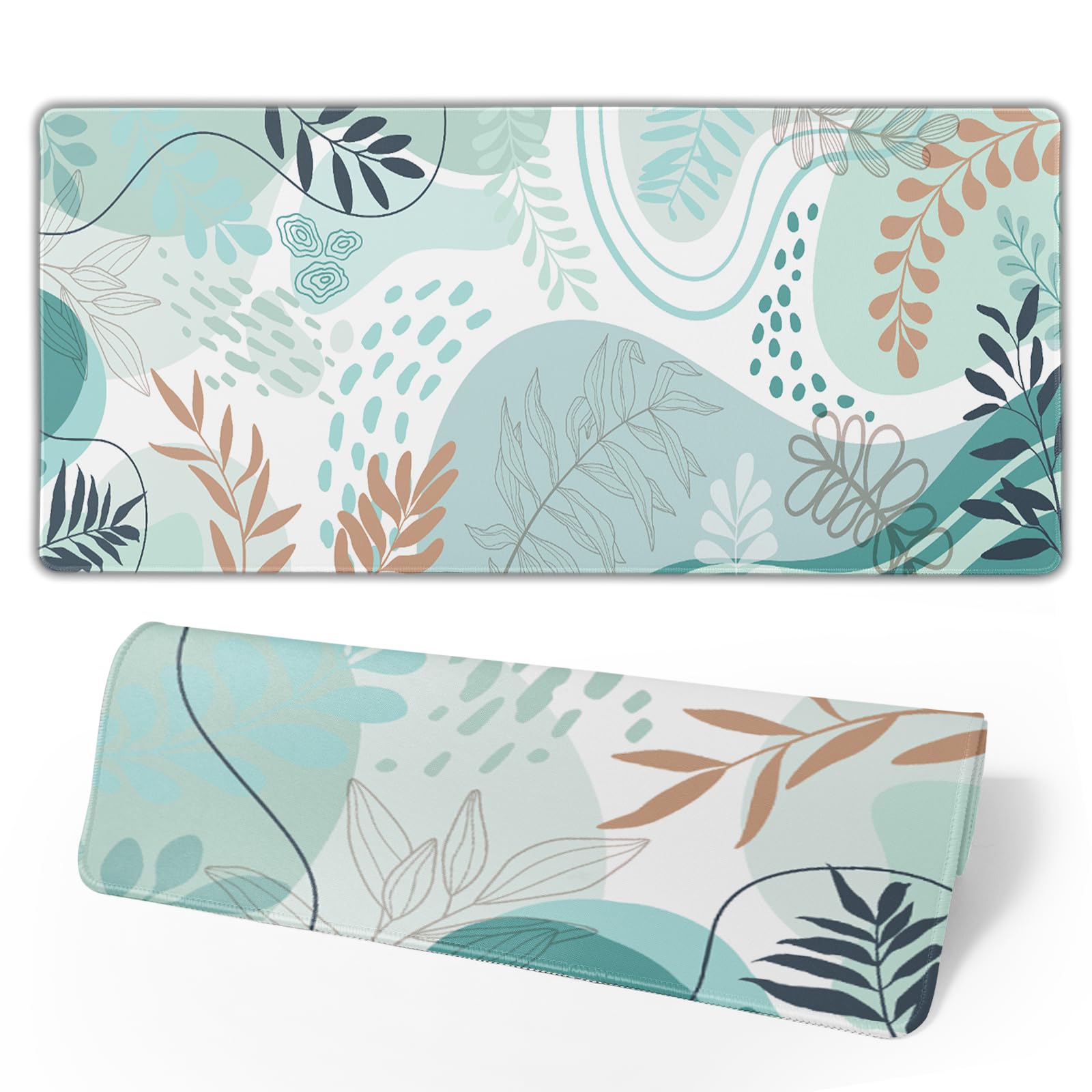 Boho Abstract Art Large Mouse Pad 35.4"X15.7" Modern Boho Leaves XXL Extended Mouse Pad Desk Mat
