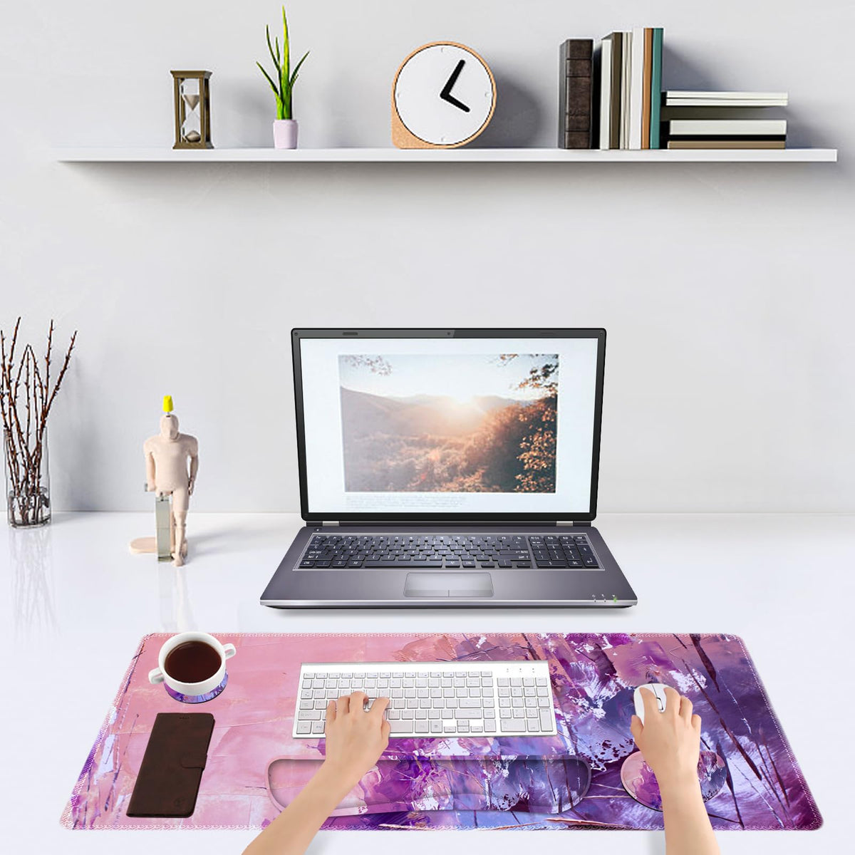 DINKY Keyboard Mouse Pad Set, Large Gaming Mousepad + Memory Foam Ergonomic Keyboard Wrist Rest
