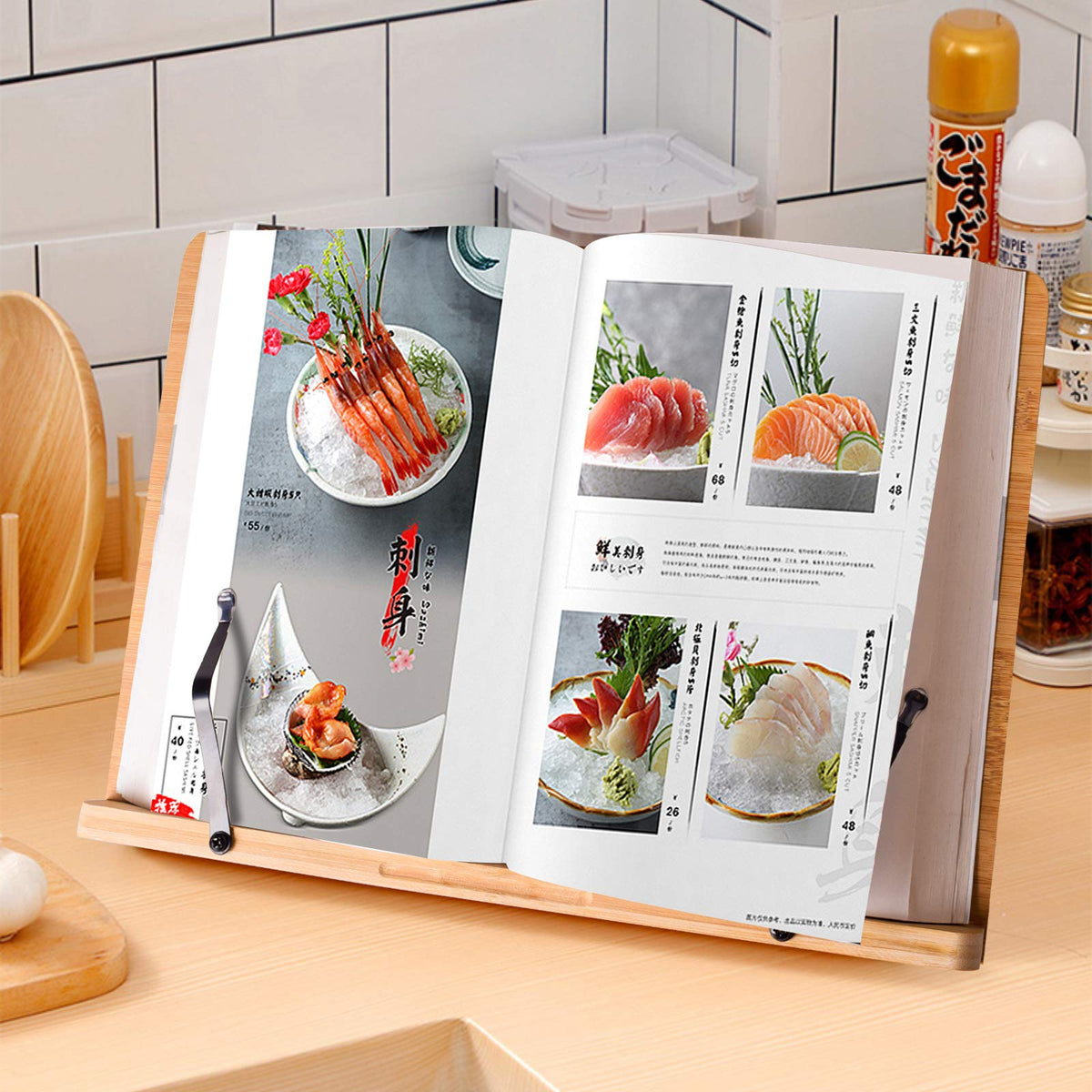 wishacc Book Stand XL-Large Size 15.4" x 11.0" Main Board-Adjustable Foldable Book Holder with Page