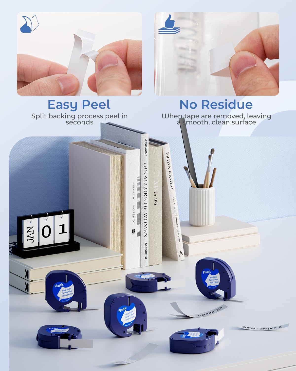 91331 Label Maker Tape Refill White Plastic Label 12mm x 4m (1/2" x 13')