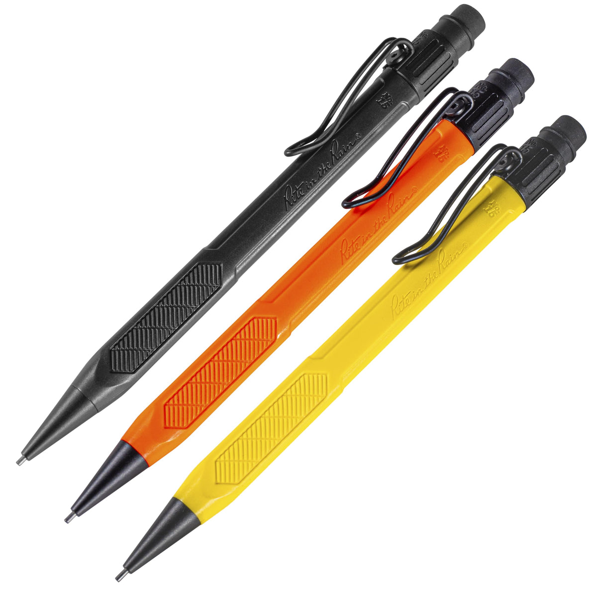Rite in the Rain Weatherproof Mechanical Pencil, Yellow, Black, Orange Barrel, 1.3mm Dark Lead (No.