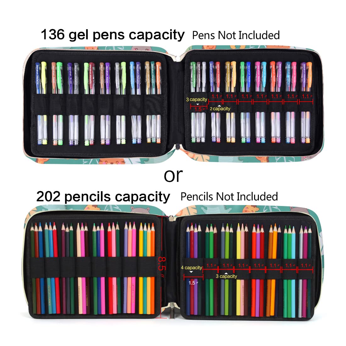 Pencil Case Holder Slot with Zipper Closure Large Capacity Pen Organizer
