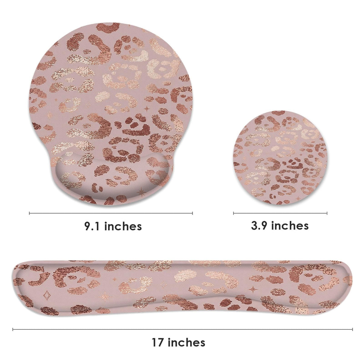 Britimes Ergonomic Mouse Pad Set with Wrist Rest, Leopard Rose Gold Pink