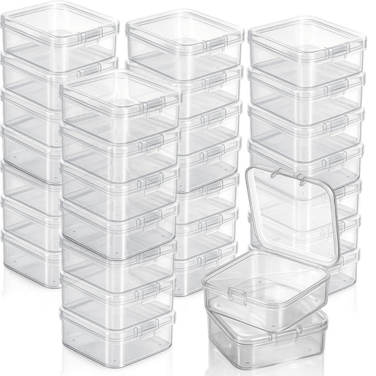 Jetec 30 Pieces Small Clear Plastic Storage Box, 2.1 x 2.1 x 0.8 Inch