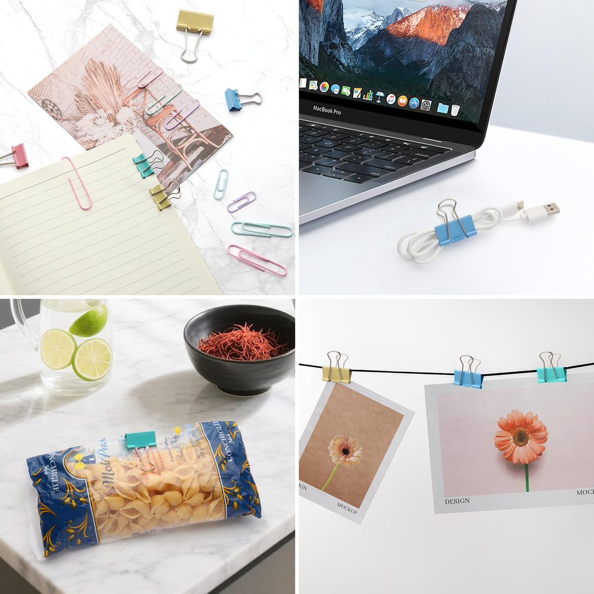 240PCS Colored Assorted Size Paper Clips and Binder Clips, Paperclips Large Medium Small, Binder