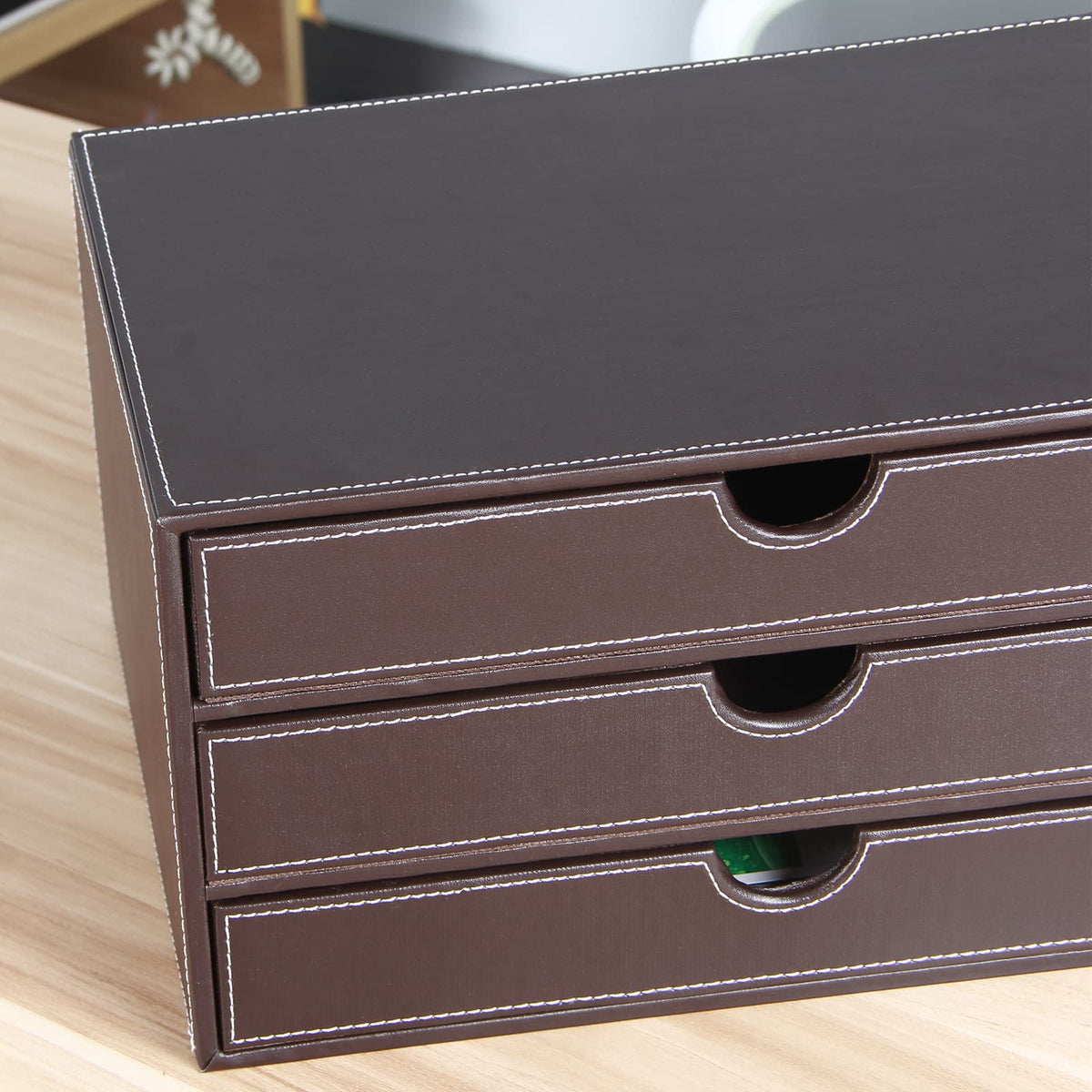RHCSZ Stackable 3-Drawer Desk Organizer, Executive Office Supplies Desktop Filing A4 File