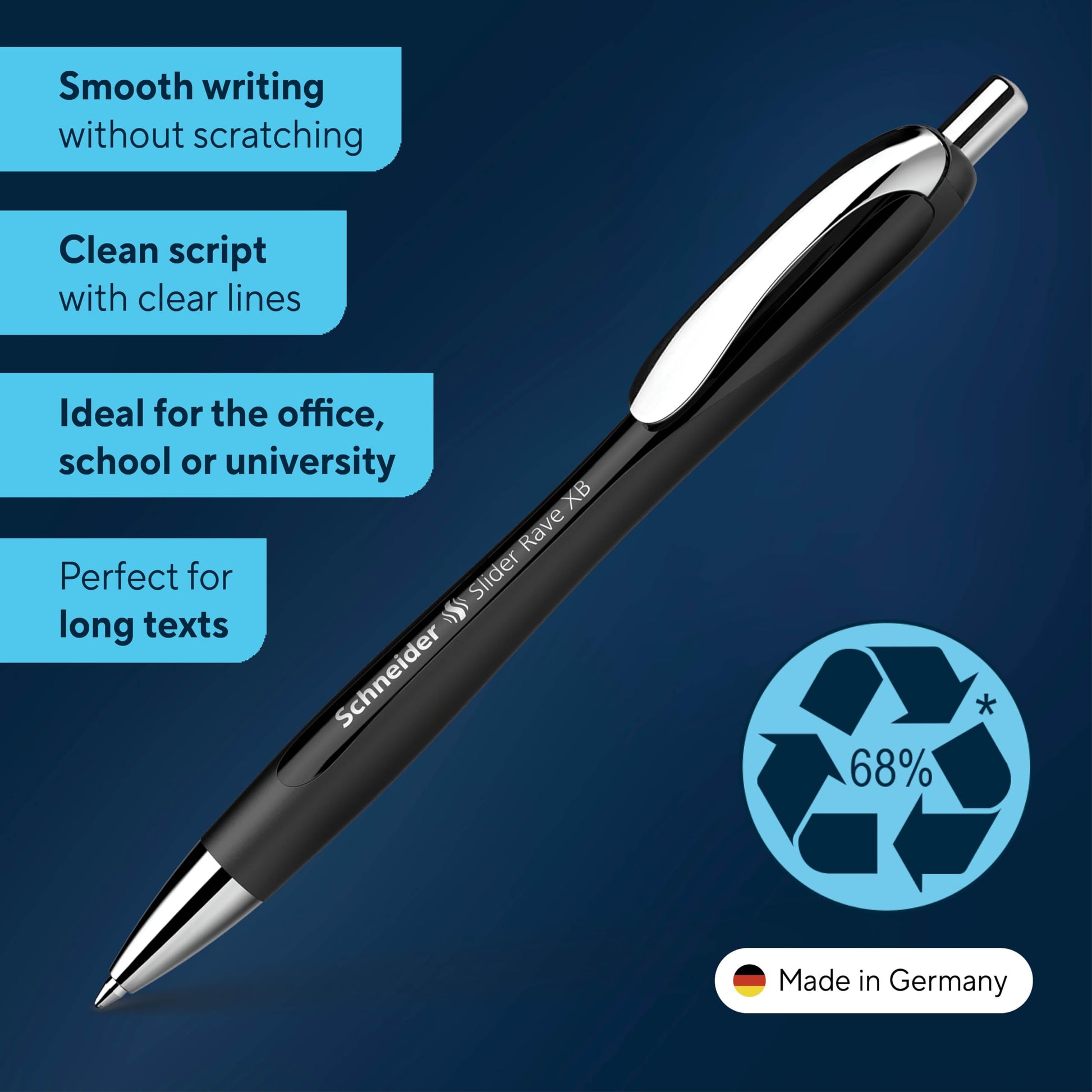 Schneider Slider Rave XB 132584 Ballpoint Pen (Limited Special Edition, 3x Black, 1x White, Made in