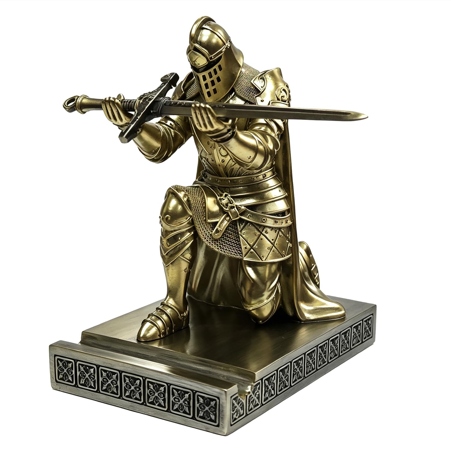Knight Pen Holder Desk Organizer Office Decor Letter Opener for Desk Bronze