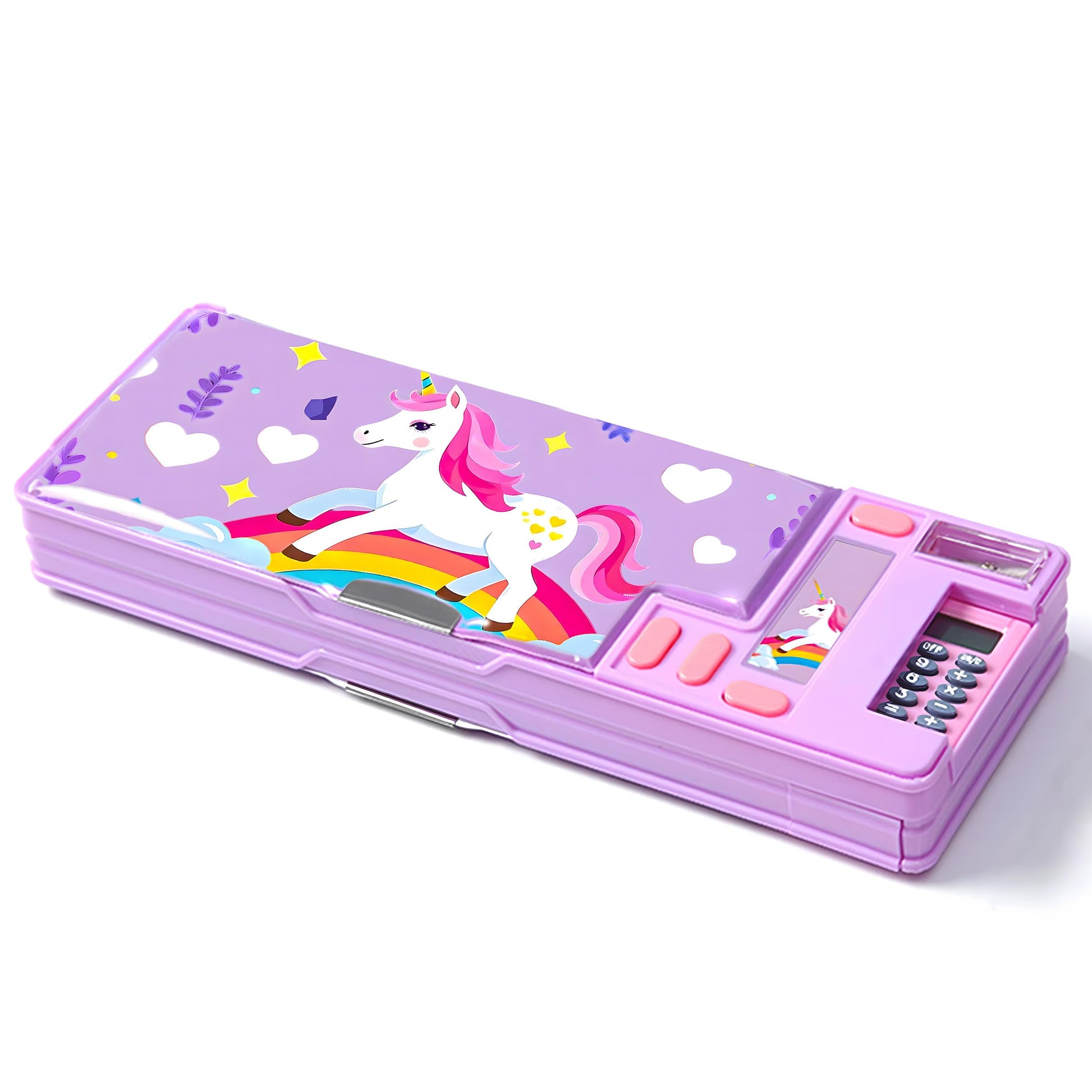 Pop Up Multifunction Pencil Case, Cute Cartoon Pen Box Organizer Stationery with Calculators