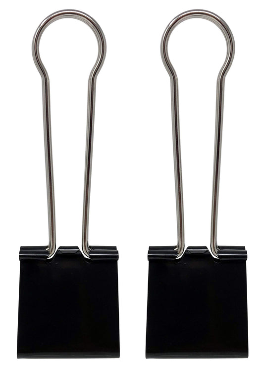 Clipco Binder Clips Jumbo Super Extra Large 2-1/3in Black (2-Pack)