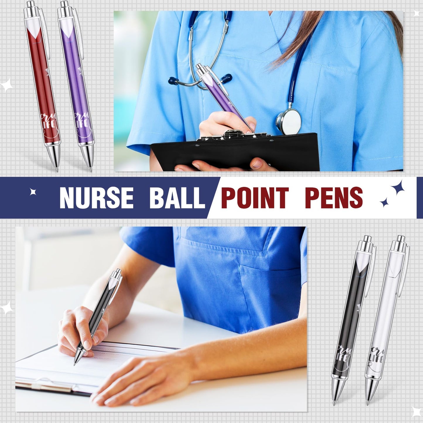 Jetec 50 Pcs Nurse Week Pens Ballpoint Bulk Cna Gift Appreciation Ink Funny Pens Set OT Month