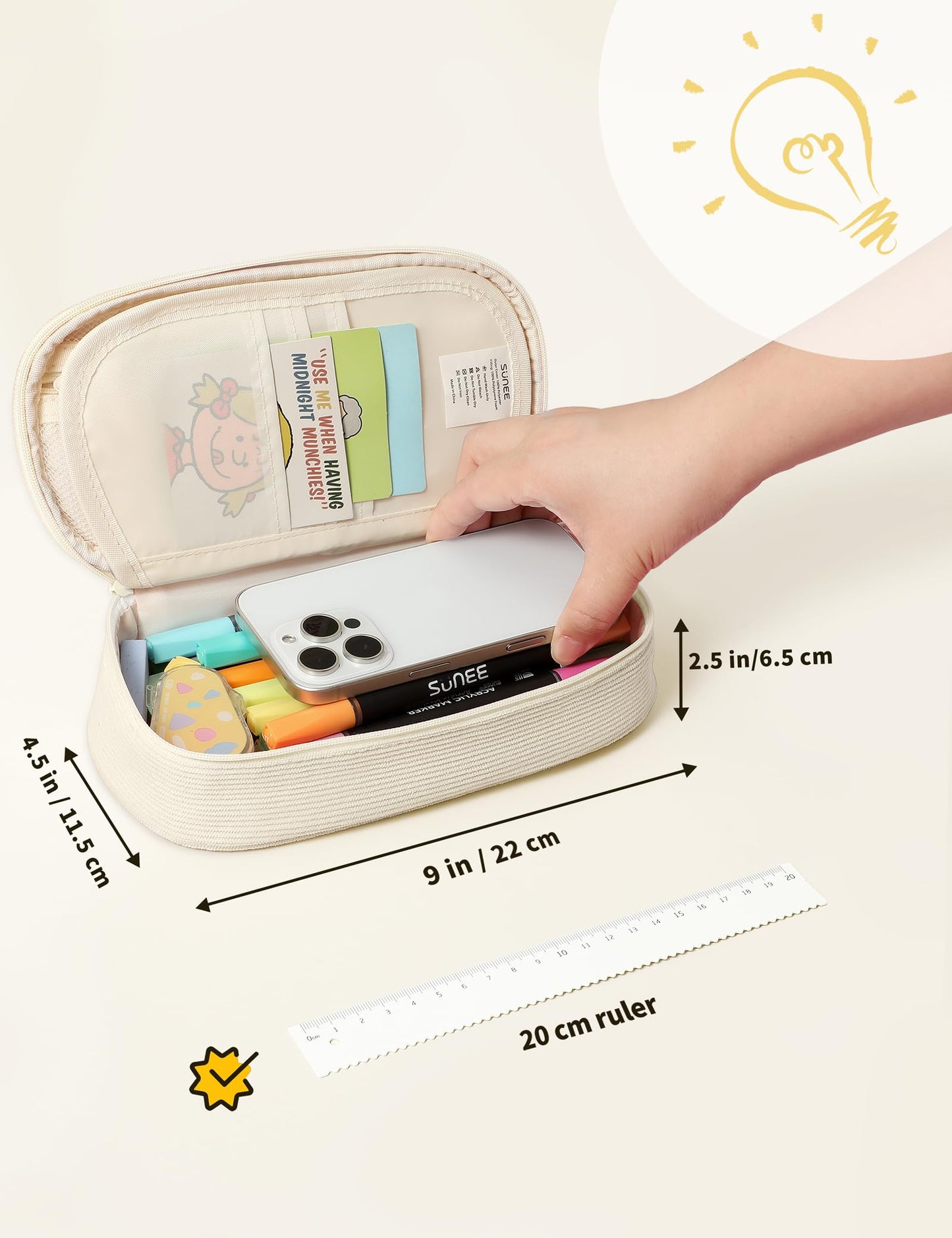 SUNEE Cute Pencil Case, Large Pencil Pouch, Aesthetic Big Pencil Bag with Zipper, Kawaii Stationery