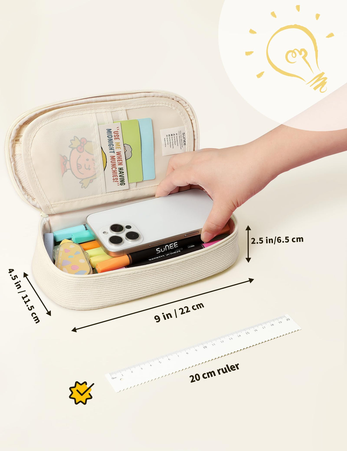 SUNEE Cute Pencil Case, Large Pencil Pouch, Aesthetic Big Pencil Bag with Zipper, Kawaii Stationery