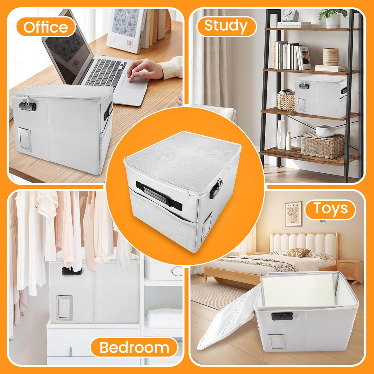 Upgraded 5200°F Fireproof Document File Organizer Box, Fireproof Storage Filing Cabinet Box with