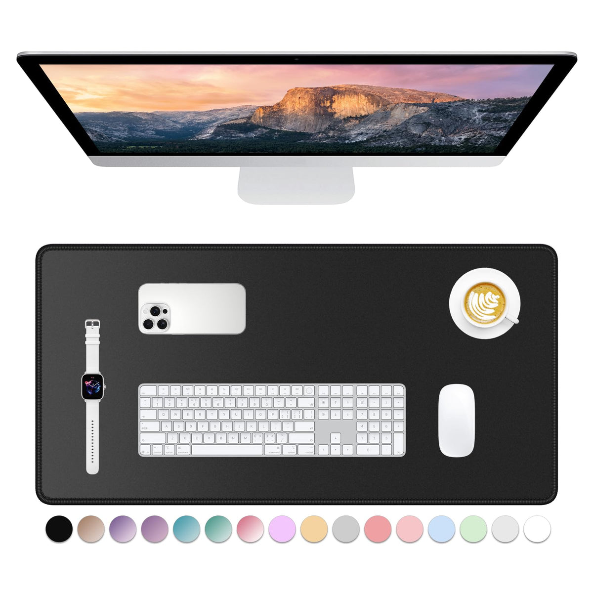 Dapesuom Large Gaming Mouse Pad, Extended Mouse Mat with Stitched Edges, Full Size Keyboard Pad