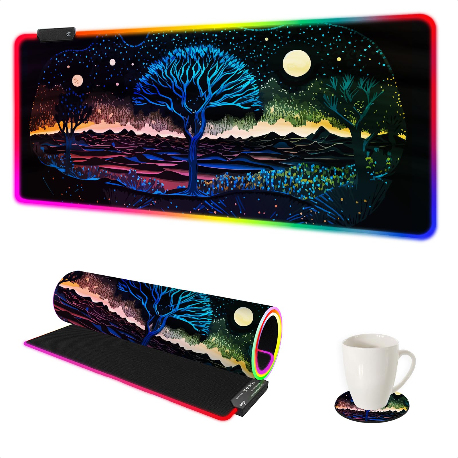 ARTSO Extra Large RGB Gaming Mouse Pad with 14 Light Modes, Extended Soft LED Mousepad, Anti-Slip