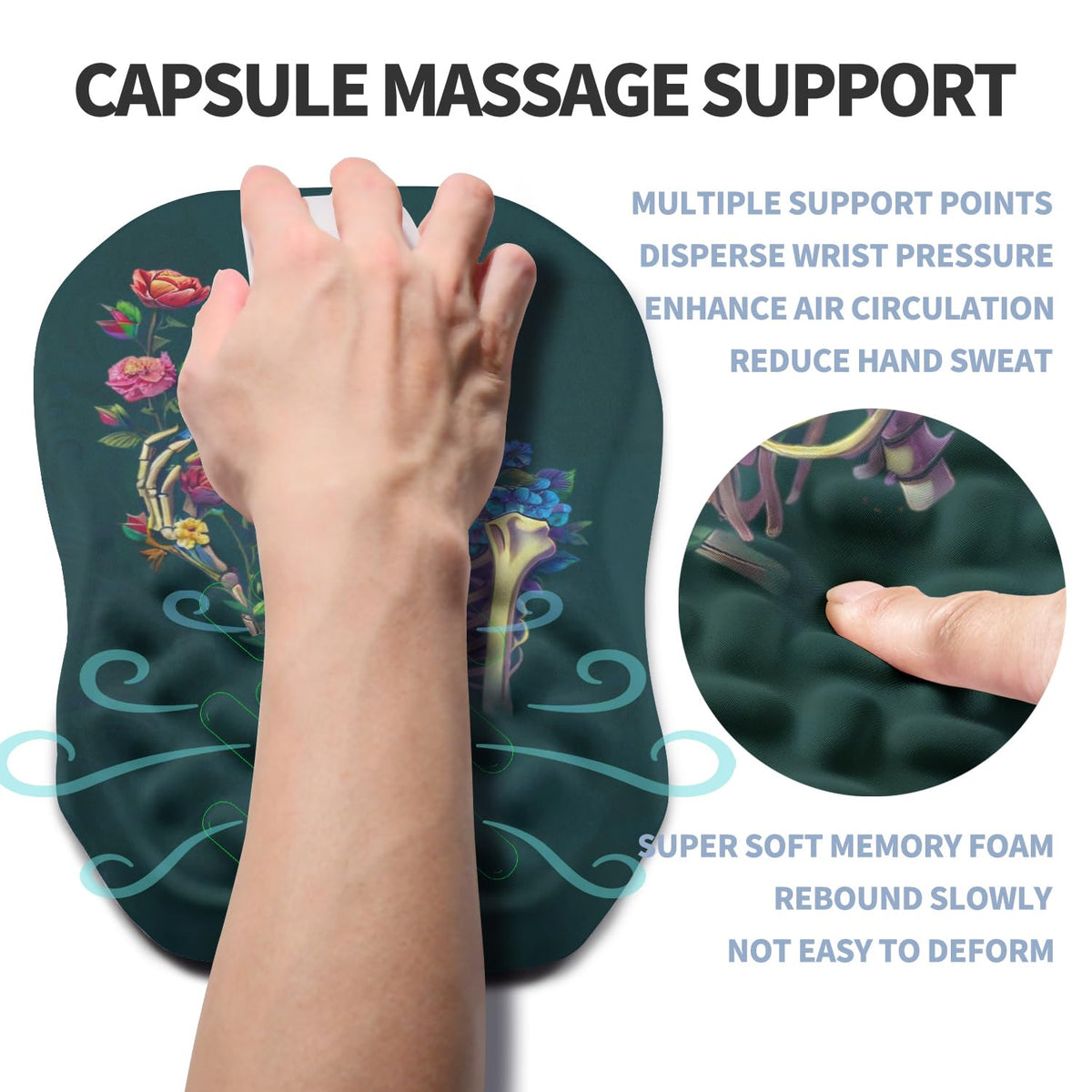 Gleamtide Ergonomic Raised Mouse Pad Wrist Support with Bilateral Slope Memory Foam Mousepad for
