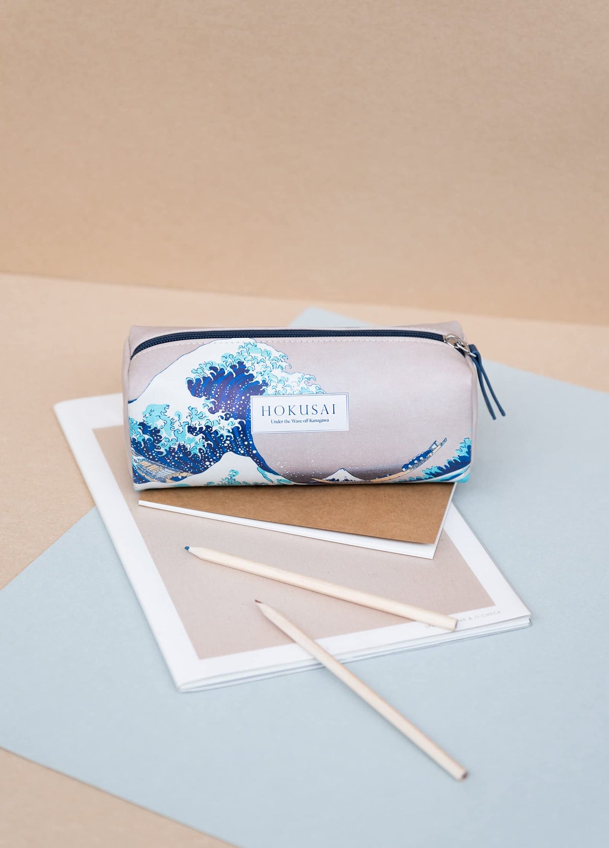 Kokonote Case, Hokusai, 8 x 3 x 3 inches - 21 x 7.5 x 7.5 cm, Zipper case