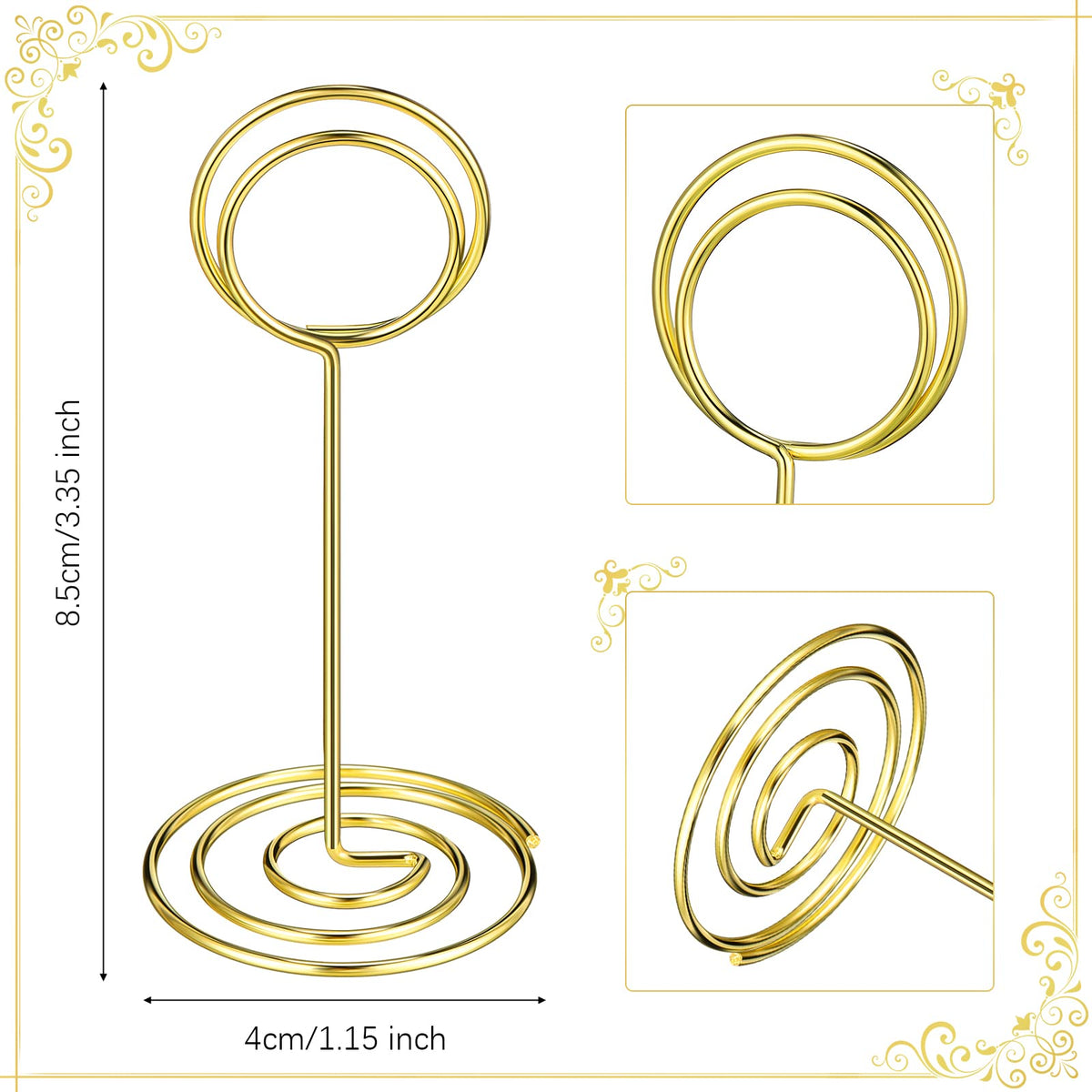TecUnite 48 pcs 3.35 Inch Picture Clips Table Place Photos Card Holder Gold