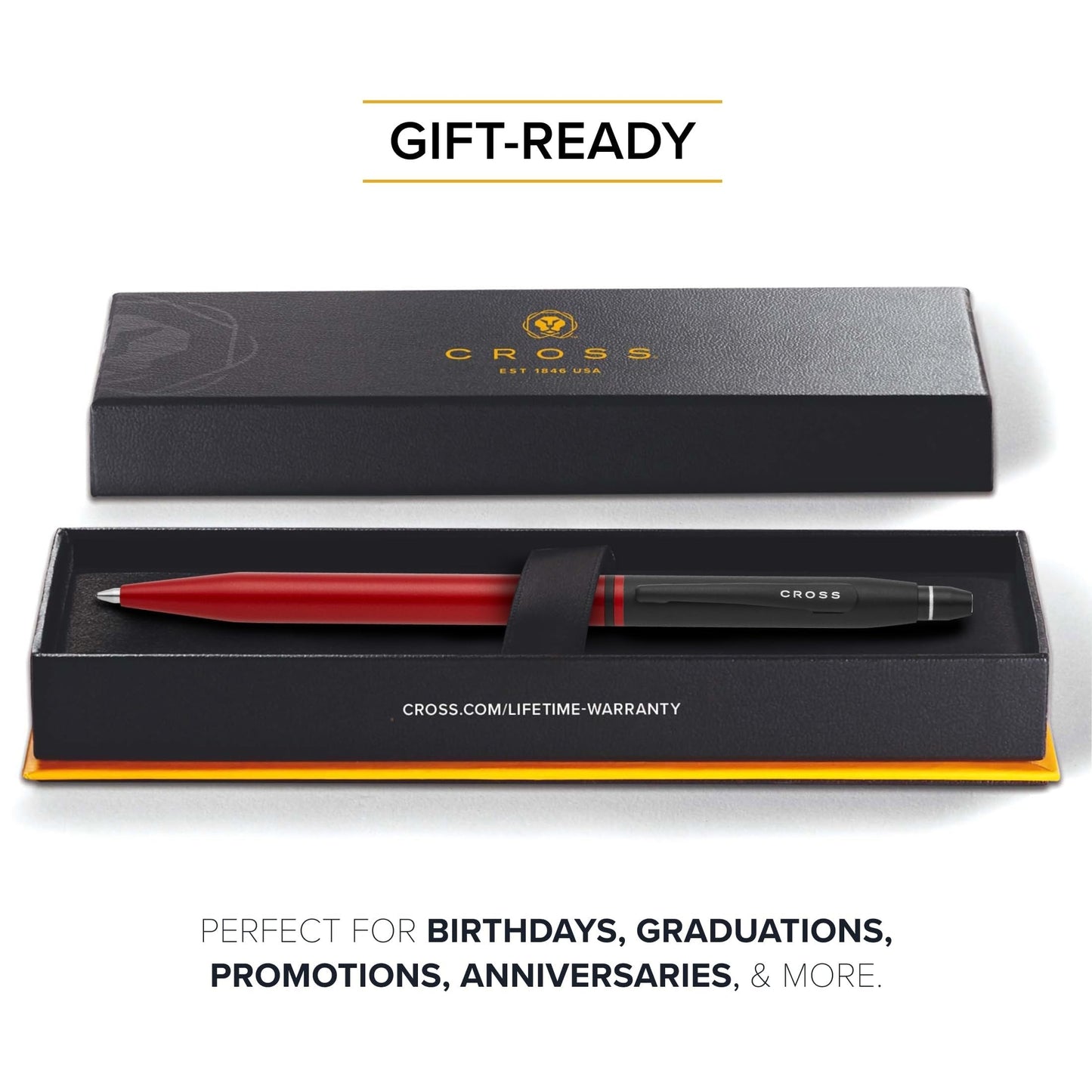 Cross Click Tuxedo Satin Metallic Red Ballpoint Pen, Black Ink