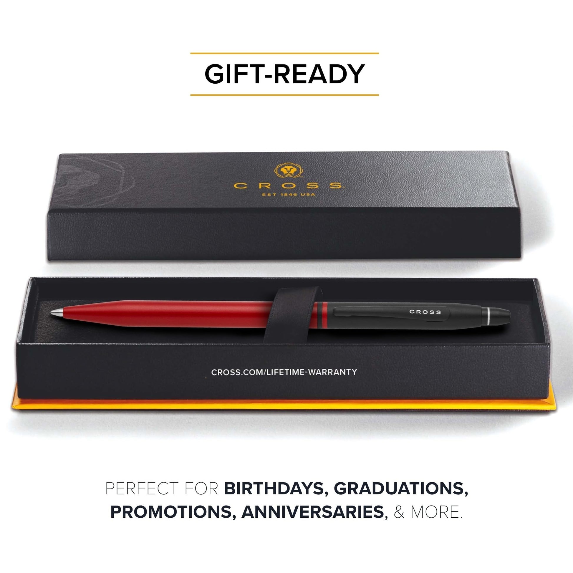 Cross Click Tuxedo Satin Metallic Red Ballpoint Pen, Black Ink