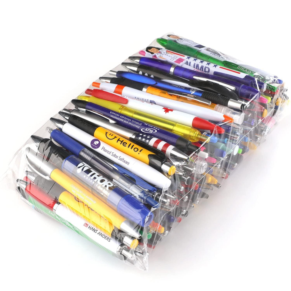 Sikao Ballpoint Pens Bulk, Wholesale Lot of 100 Misprint Pens, Blue & Black Ink Smooth Writing