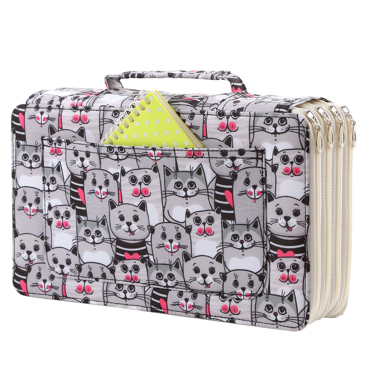 Lbxgap 300 Individual-Slots Pencil Case 4-Layer Zipped Holder w/Handle