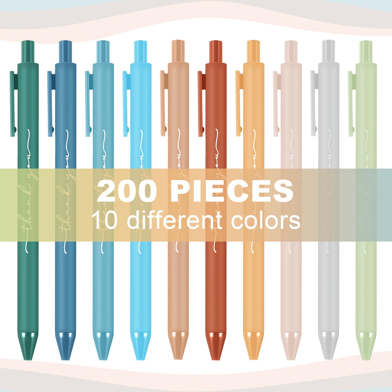 Dispowreath 200 Pcs Thank You Pen Bulk Cute Server Ballpoint, Muted Tones