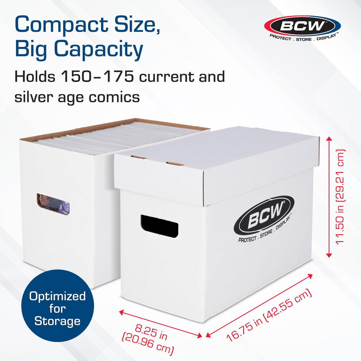 BCW Short Comic Storage Boxes, Holds 150-175 Comics Each, White, 3 Pack
