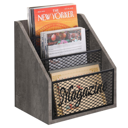 YINMIT 3 Tier Magazine Rack, Stepped Magazine Holder Floor for Home Storage