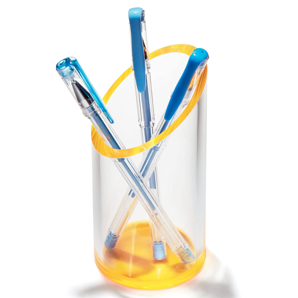 OfficeGoods Acrylic Pen Holder, 5.25” H x 2.5” W, Neon Tangerine