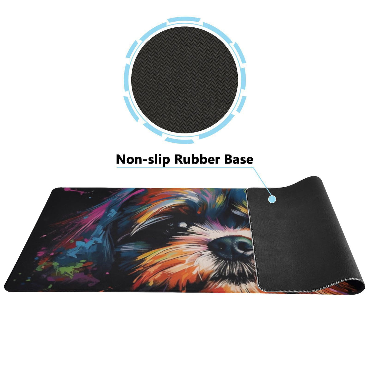 Rainbow Shih Tzu Mouse Mat - XL Gaming Mouse Pad with Non-Slip Rubber Base for Home and Office Use