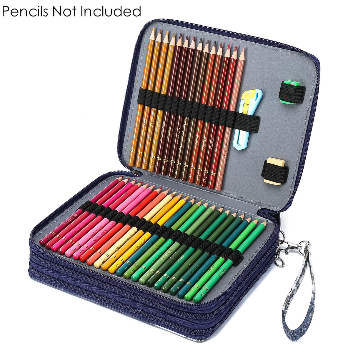 YOUNGCOL Colored Pencil Case - 120 Slots Pencil Holder with Handle Strap Large Capacity Pencil