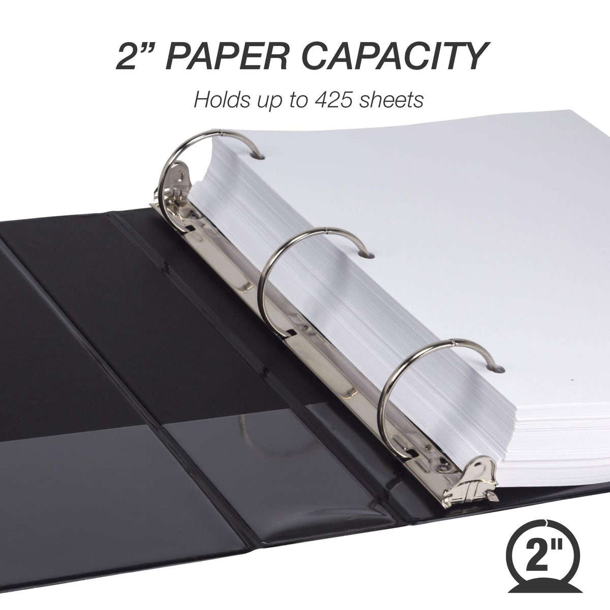 Samsill 4 Pack Durable 2 Inch 3 Ring Binders, Round Ring, Clear View Cover for Presentations, Black