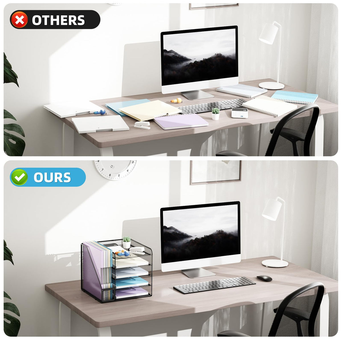 Marbrasse Desk Organizers and Accessories, 5-Tier Paper Letter Tray Organizer with File Holder
