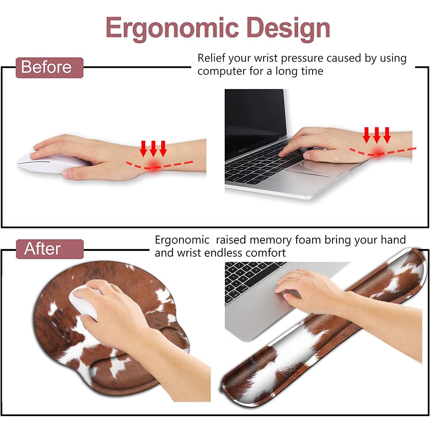 Keyboard Wrist Rest and Mouse Pad with Wrist Support Ergonomic Mousepad Coaster, Easy Typing Pain