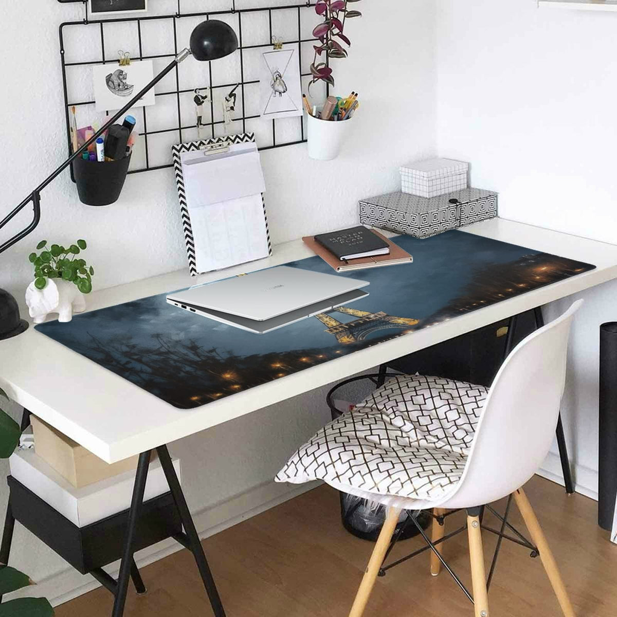 Paris Skyline Painting XXL Mouse Pad - Non-Slip Mouse Mat for Gaming & Work - Large 35.5 x 16 Inch