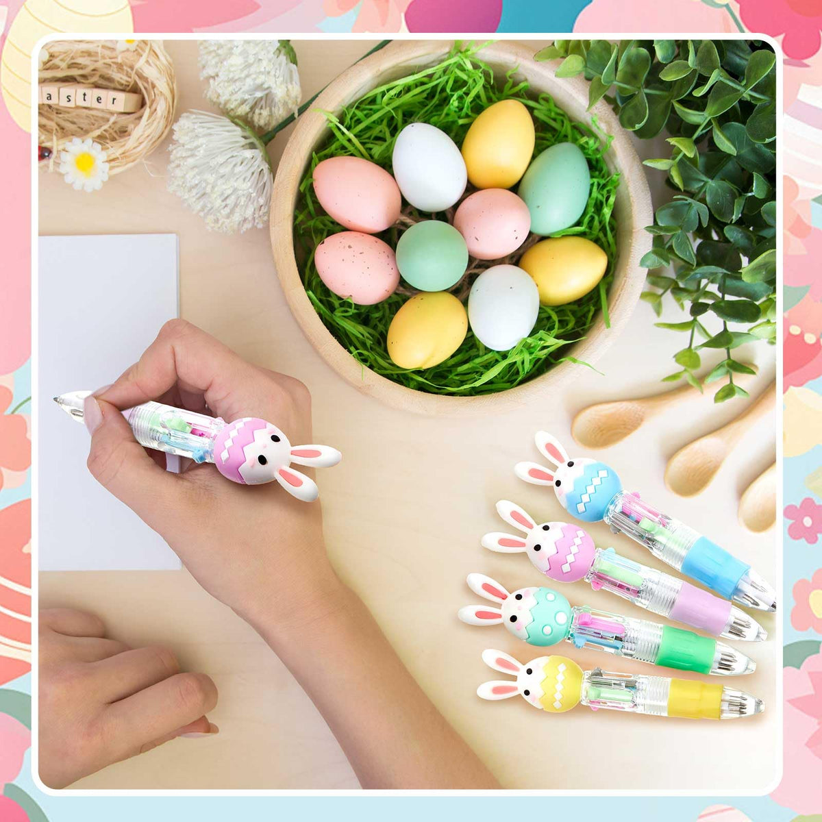 Kosiz 48 Pack Easter Party Favors Multicolor 4 in 1 0.5mm Ballpoint Pen