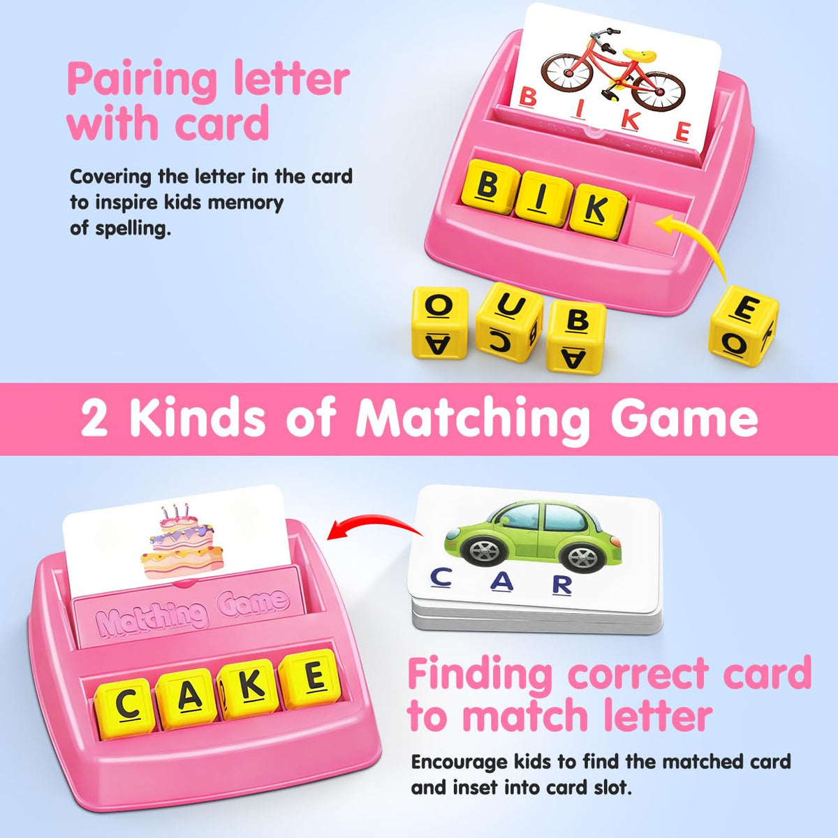 HahaGift Educational Toys for 2-5 Year Old Girl Gifts, Matching Letter Learning Games Activities