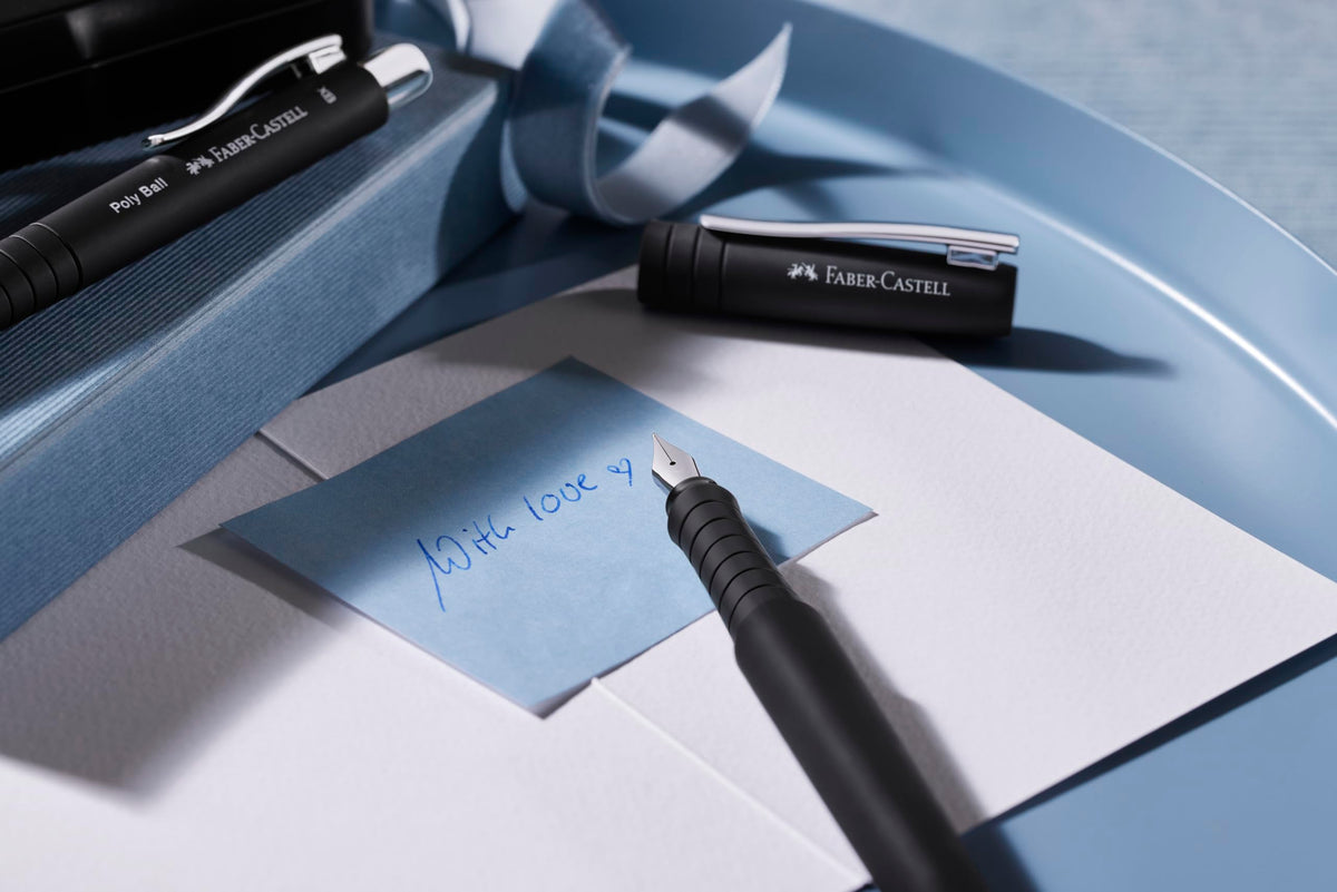 Faber-Castell Poly Pen Fountain and Ballpoint Pen Gift Set - Black: Fountain Pen Set with Broad Nib