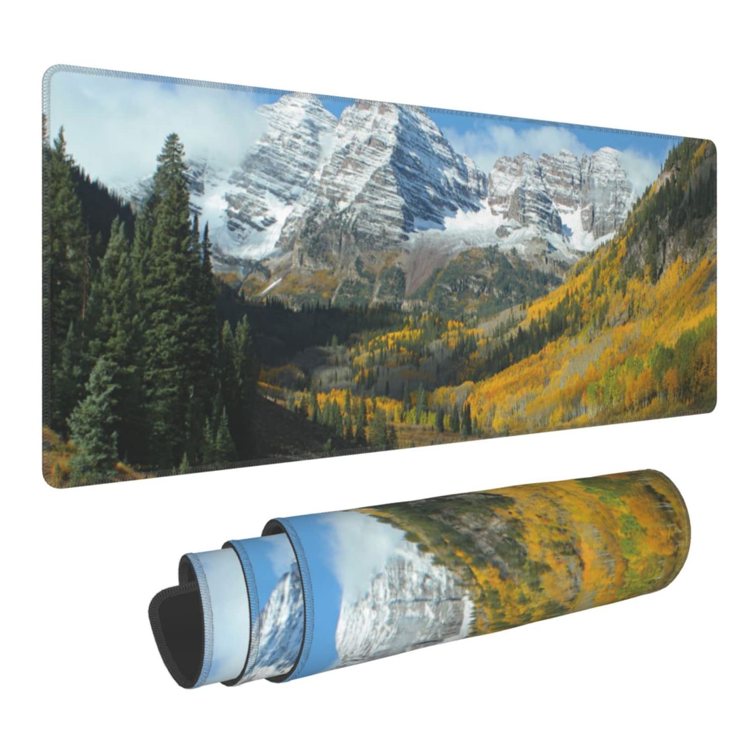 Maroon Bells Peaks and Golden Aspens Extended Gaming Mouse Pad Large Desk Mat with Non-Slip Rubber